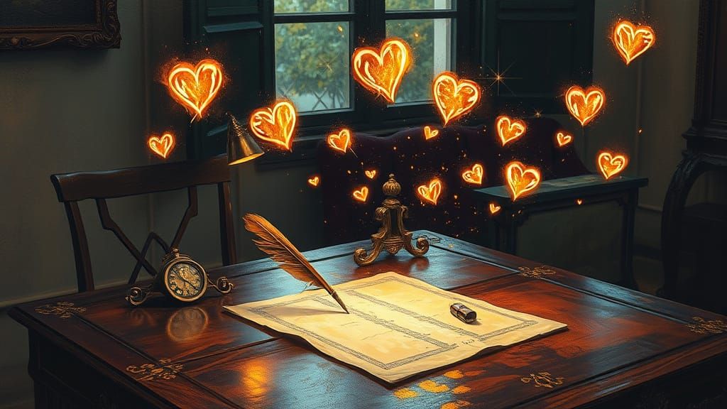 Vintage Writing Desk with Golden Memories as Alcohol Ink