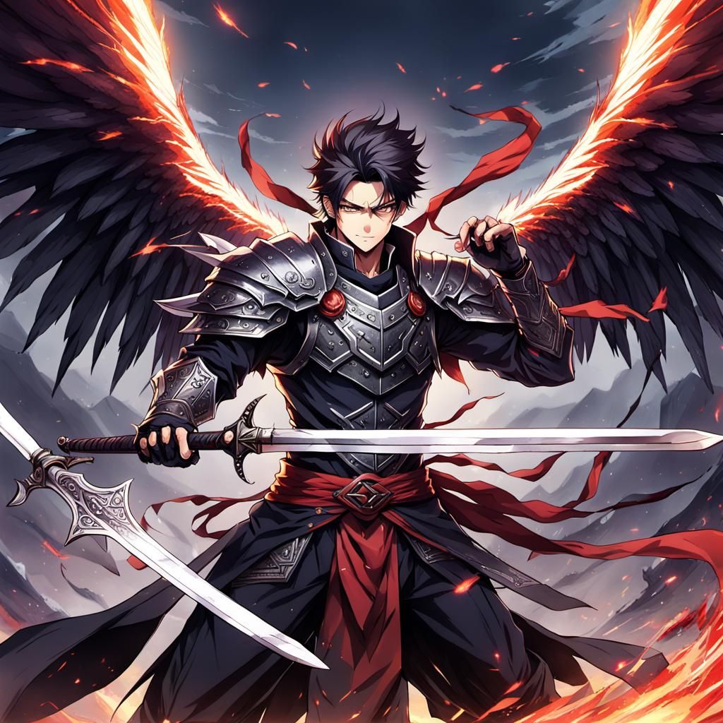 Evil Flying Warrior in Anime Style