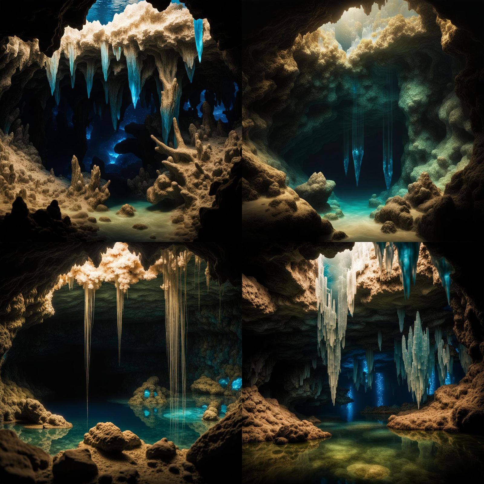 Electric Blue Crystal Cavern Underwater