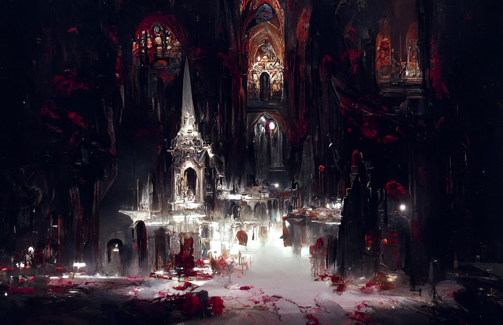 Evil Vampire Cathedral Interior at Night