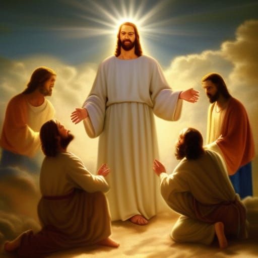 Jesus in Divine Light and Heavenly Clouds