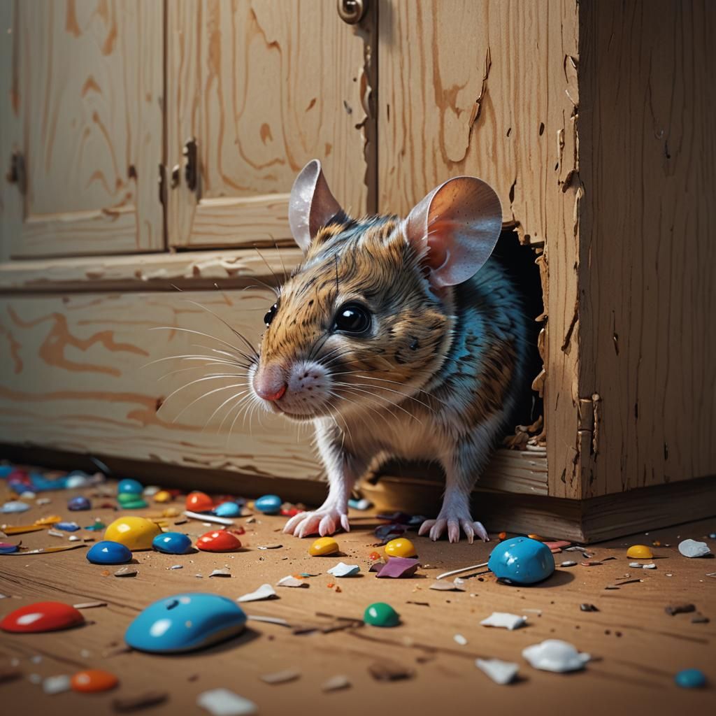 Hyperrealistic Mouse and Cupboard Concept Art