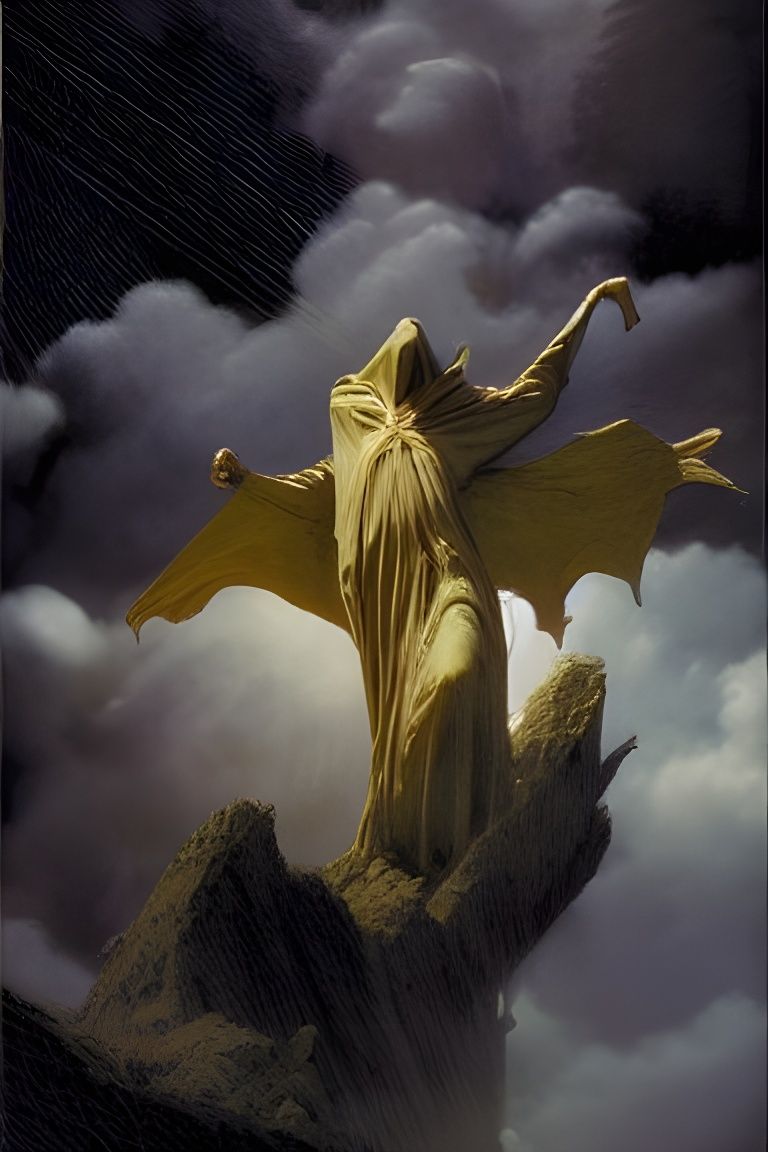 Sinister Faceless Ghosts in Clouds, Horror Illustration