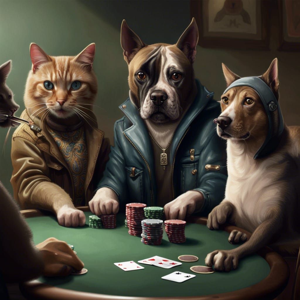 Cat with Nicolas Cage Face Plays Poker