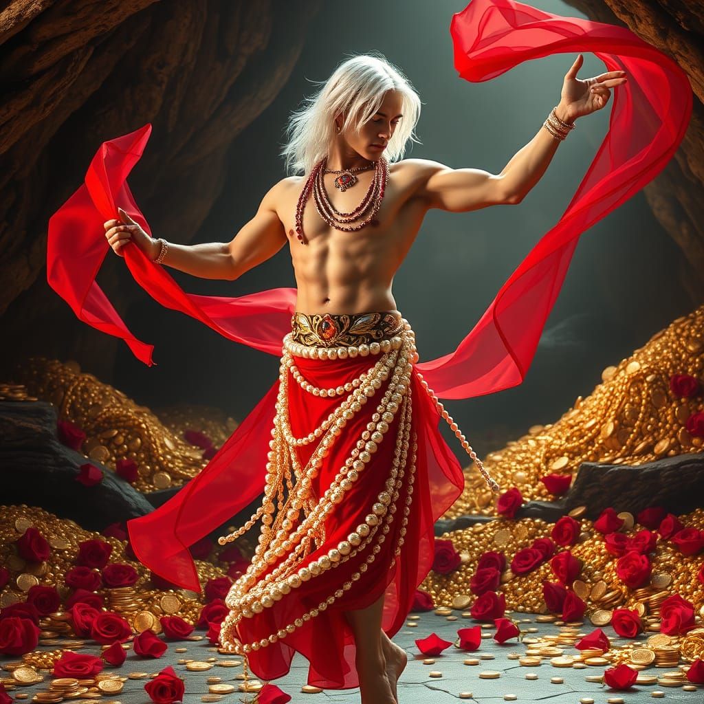 Mythical Dancer Unveils Treasure in a Golden Cave