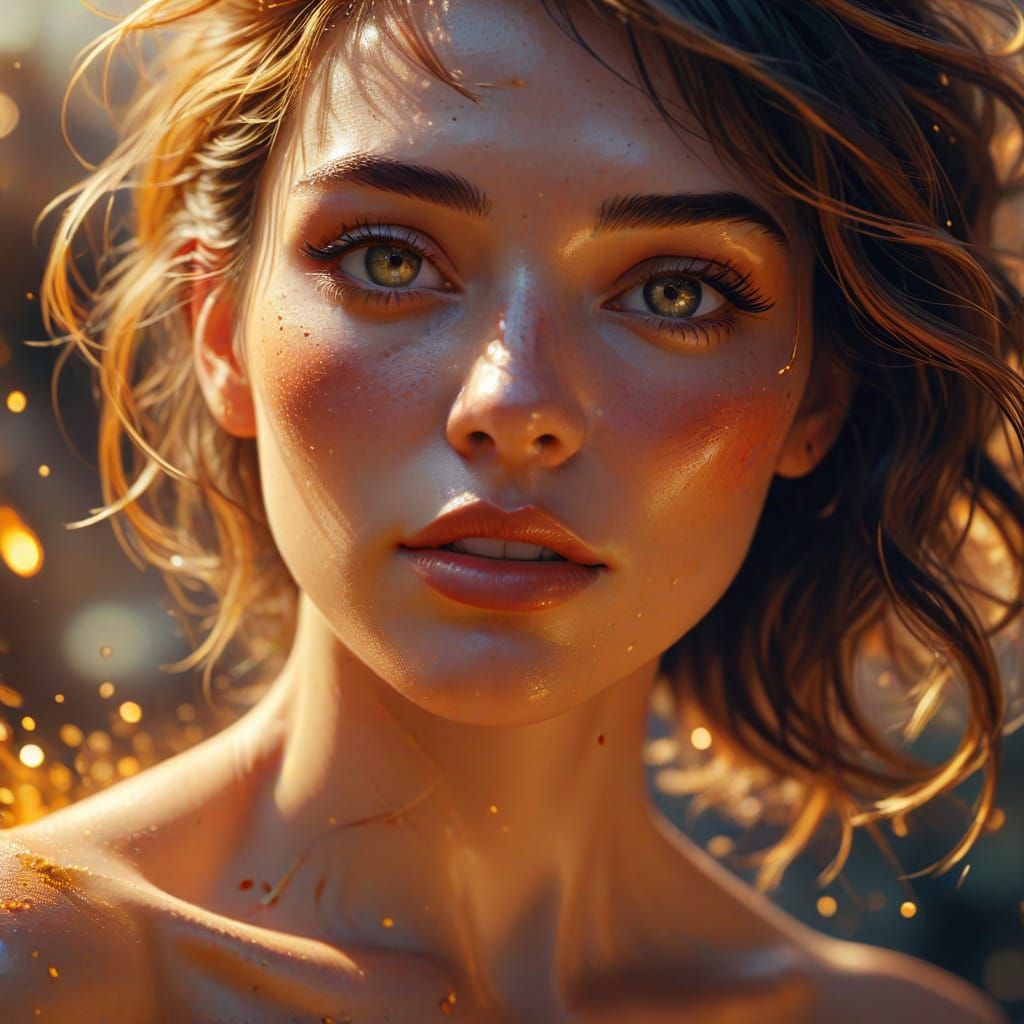 Surreal Woman's Face with Soft Focus in Oil Painting Style