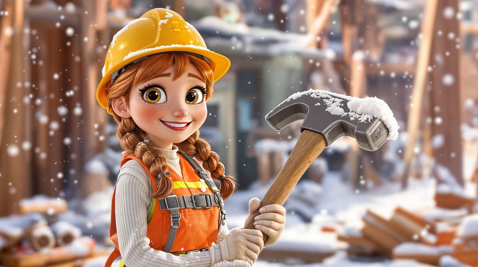 Disney Princess Anna as Happy Construction Worker