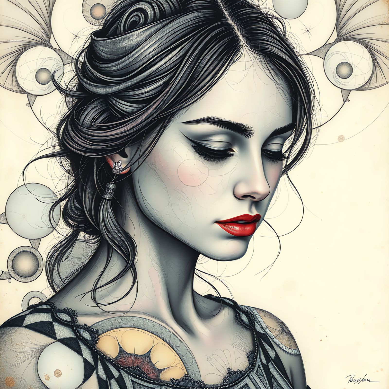 Zentangle Optical Illusion Woman in Pastel Colors