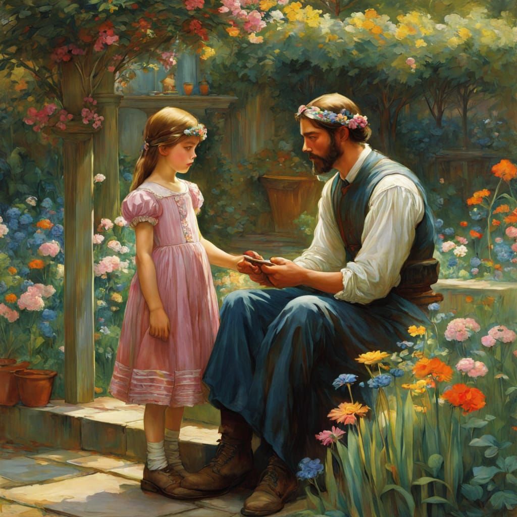 Father and Daughter Find Peace in an Enchanting Garden