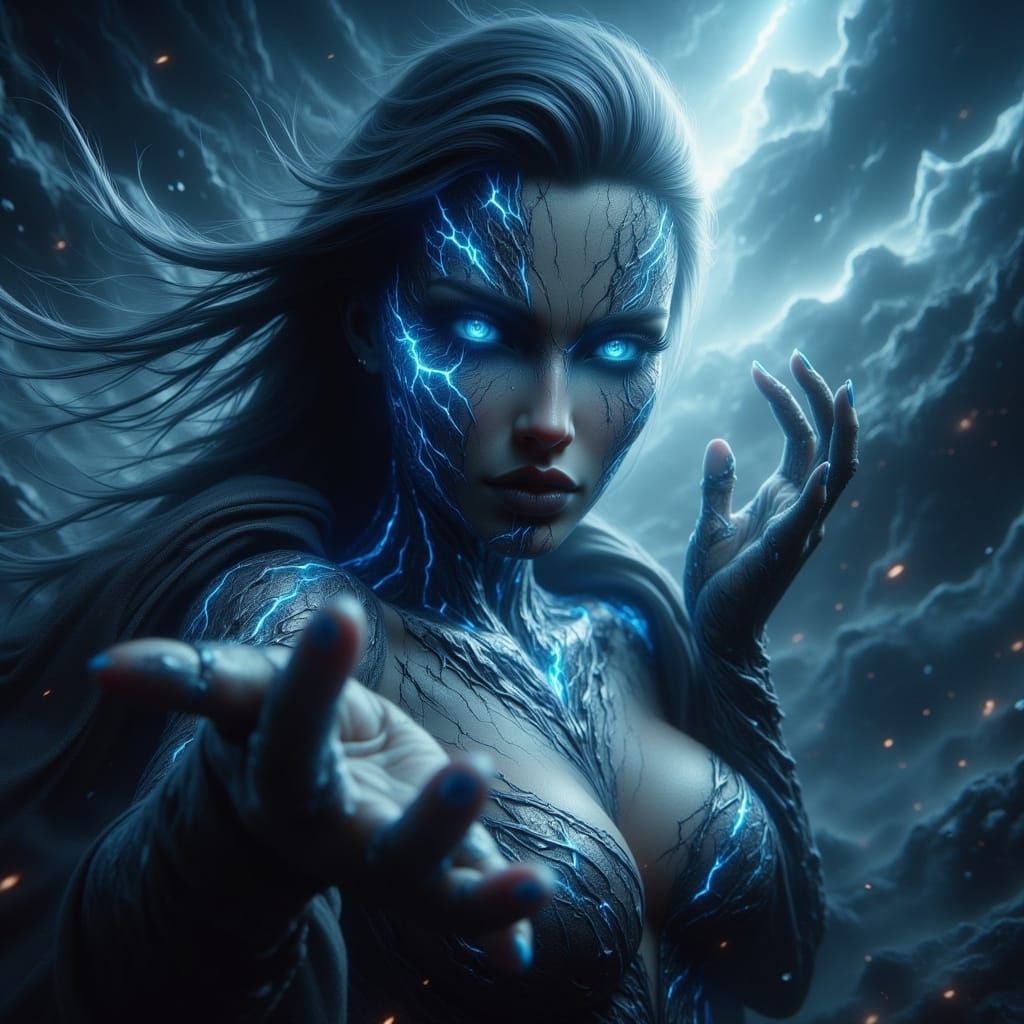 Ominous Woman Beckons in Swirling Winds