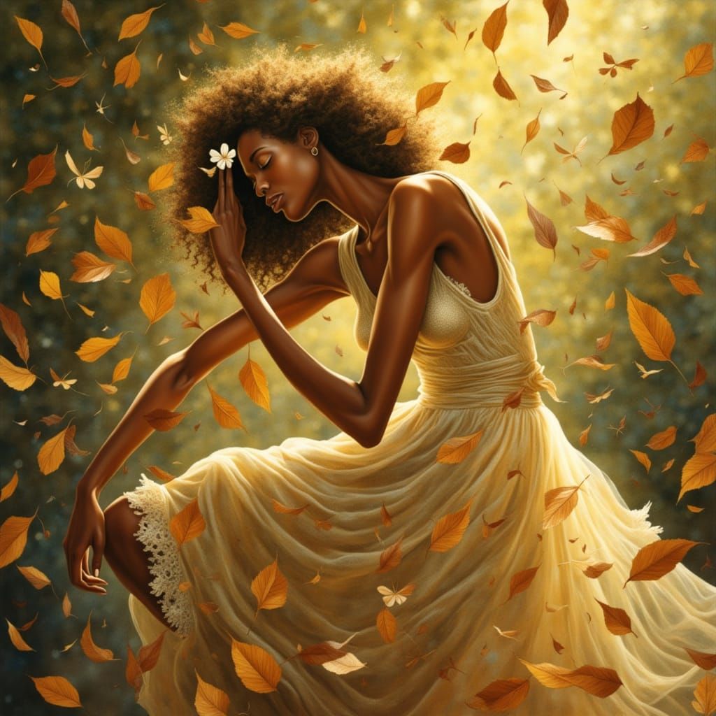 Woman in Ethereal Light with Intricate Textures