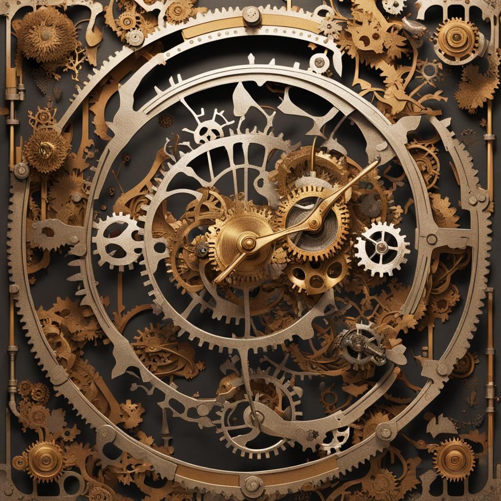 Steampunk Clockwork Forest with Metallic Foliage