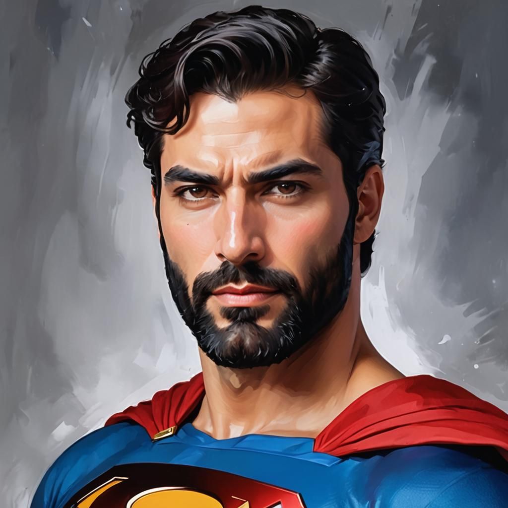 Bearded Superman in Neo-Expressionist Style