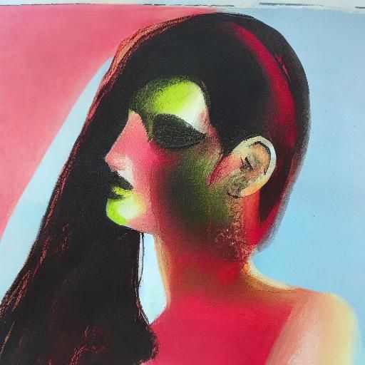 Double exposure, slim figure of a girl against the backgroun...