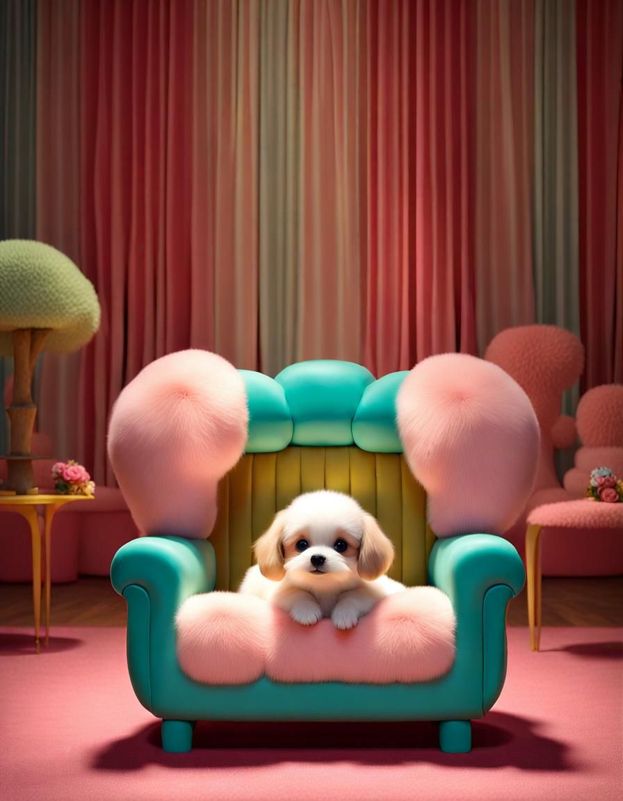 Cartoon Puppies with Sly Grins in 3D Style
