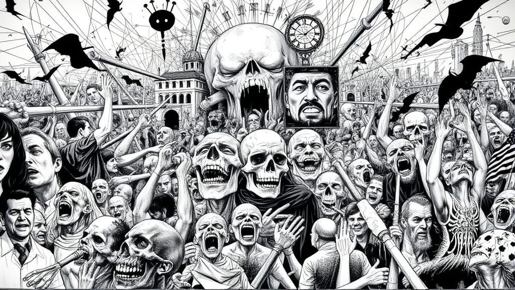 Chaotic Suffering Mural in Kim Jung Gi Style