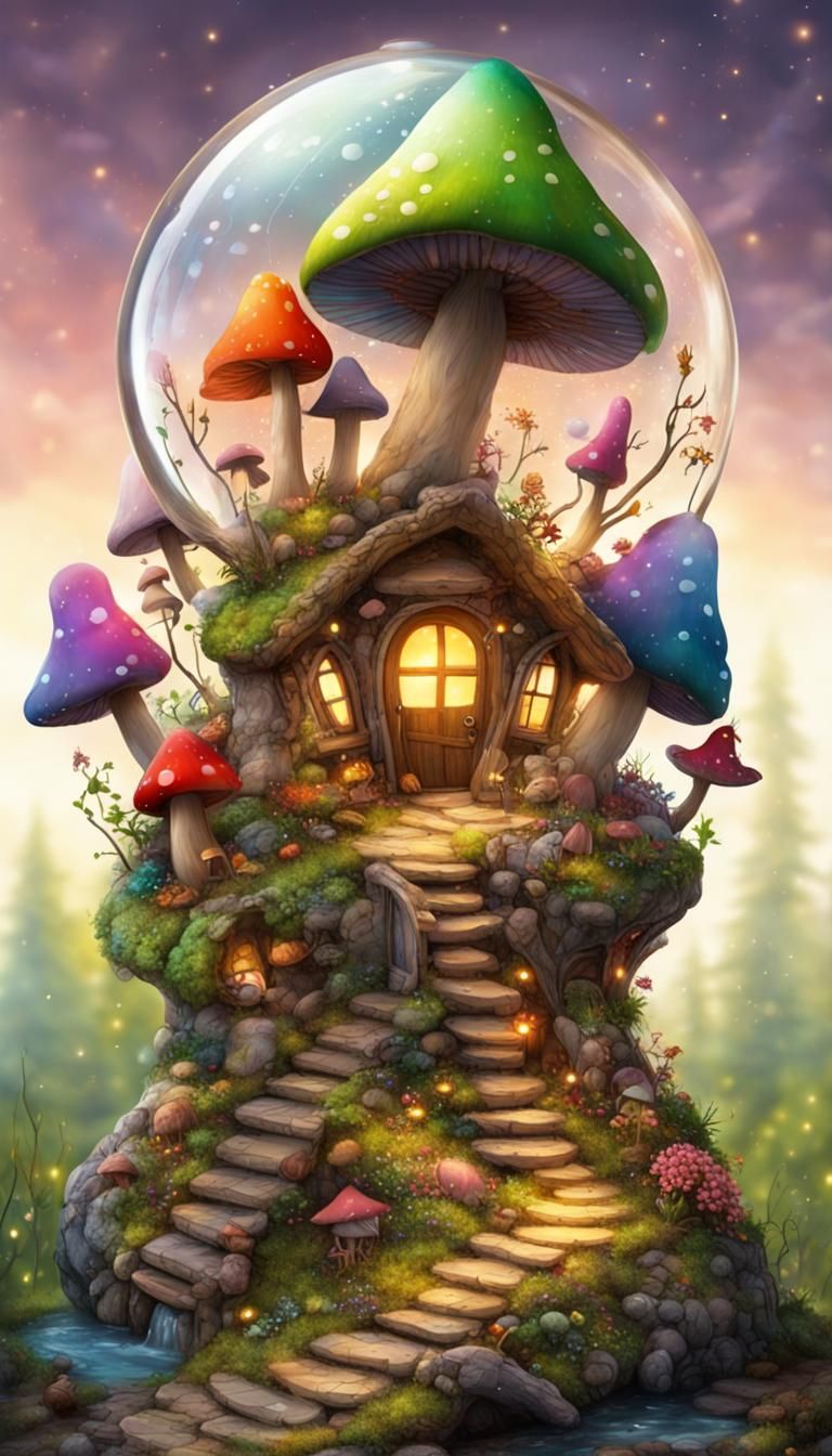 Enchanting Fairy Village Enclosed in a Bubble