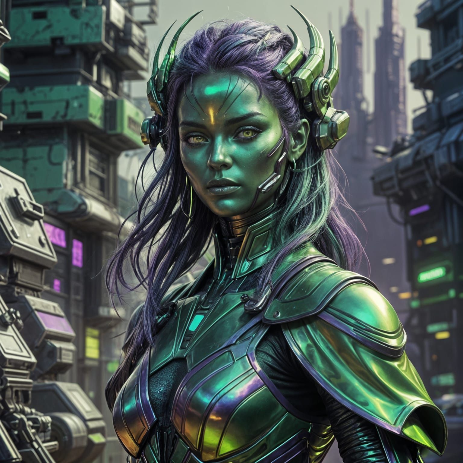 Female, Metallic Green Skin