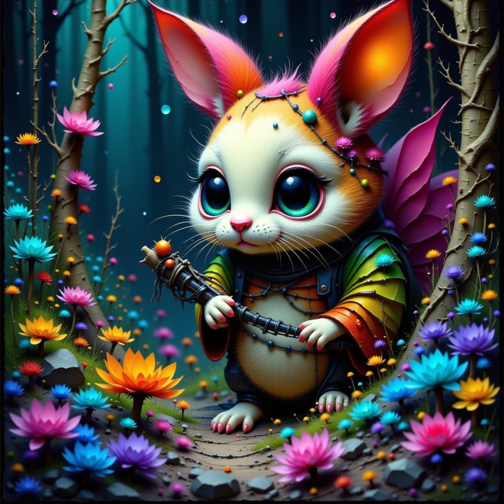 Barbed-Wire Rabbit-Squirrel in Twisted Forest