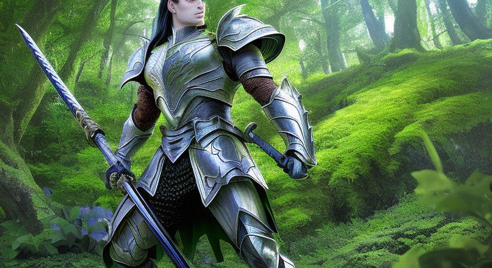Ethereal Dragon Knight in Vibrant Forest Realism
