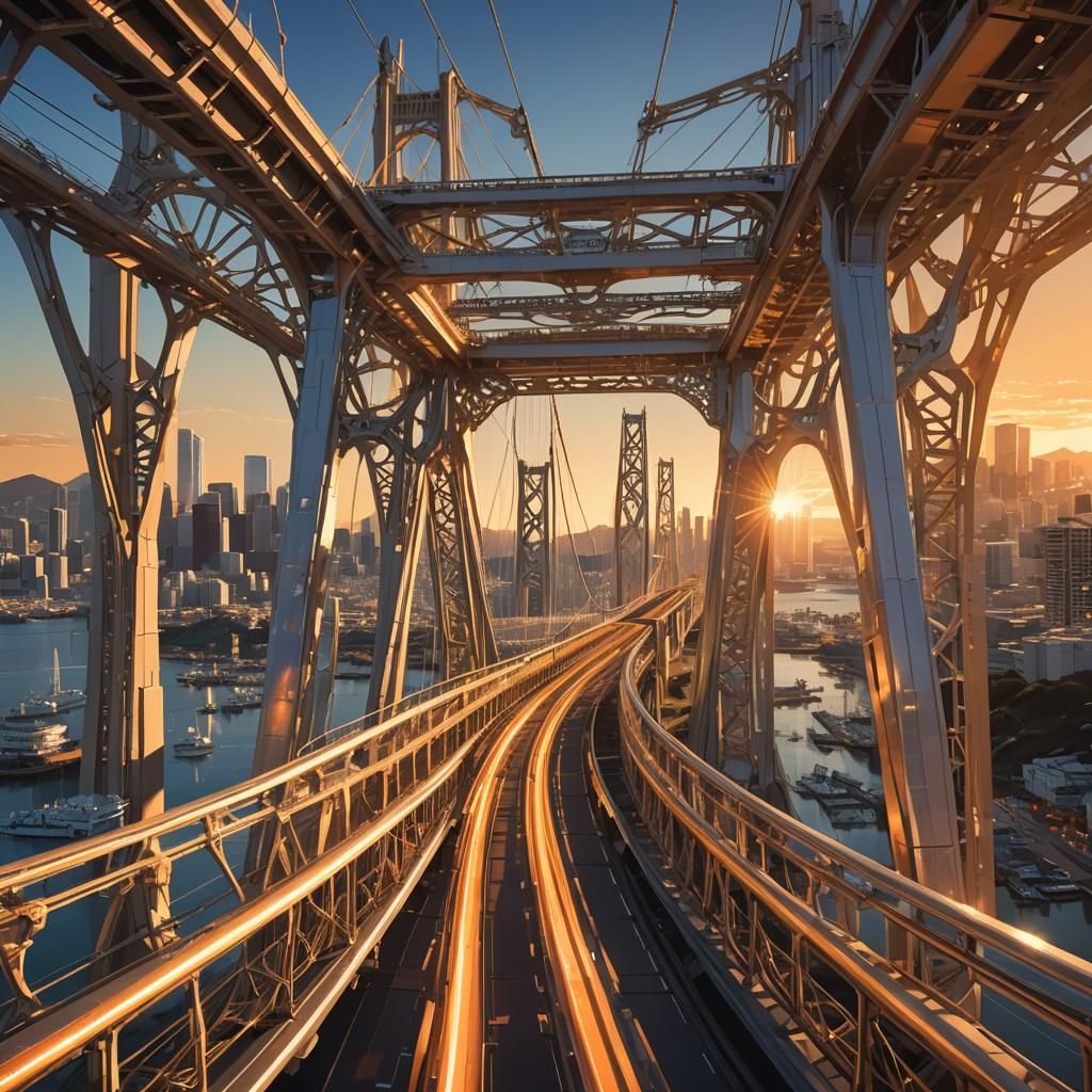Futuristic Bridge Concept Art in San Francisco Bay