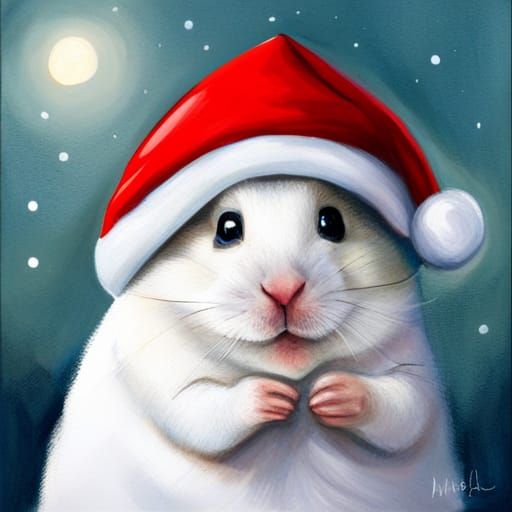 Santa Hamster Christmas Greeting Card Artwork