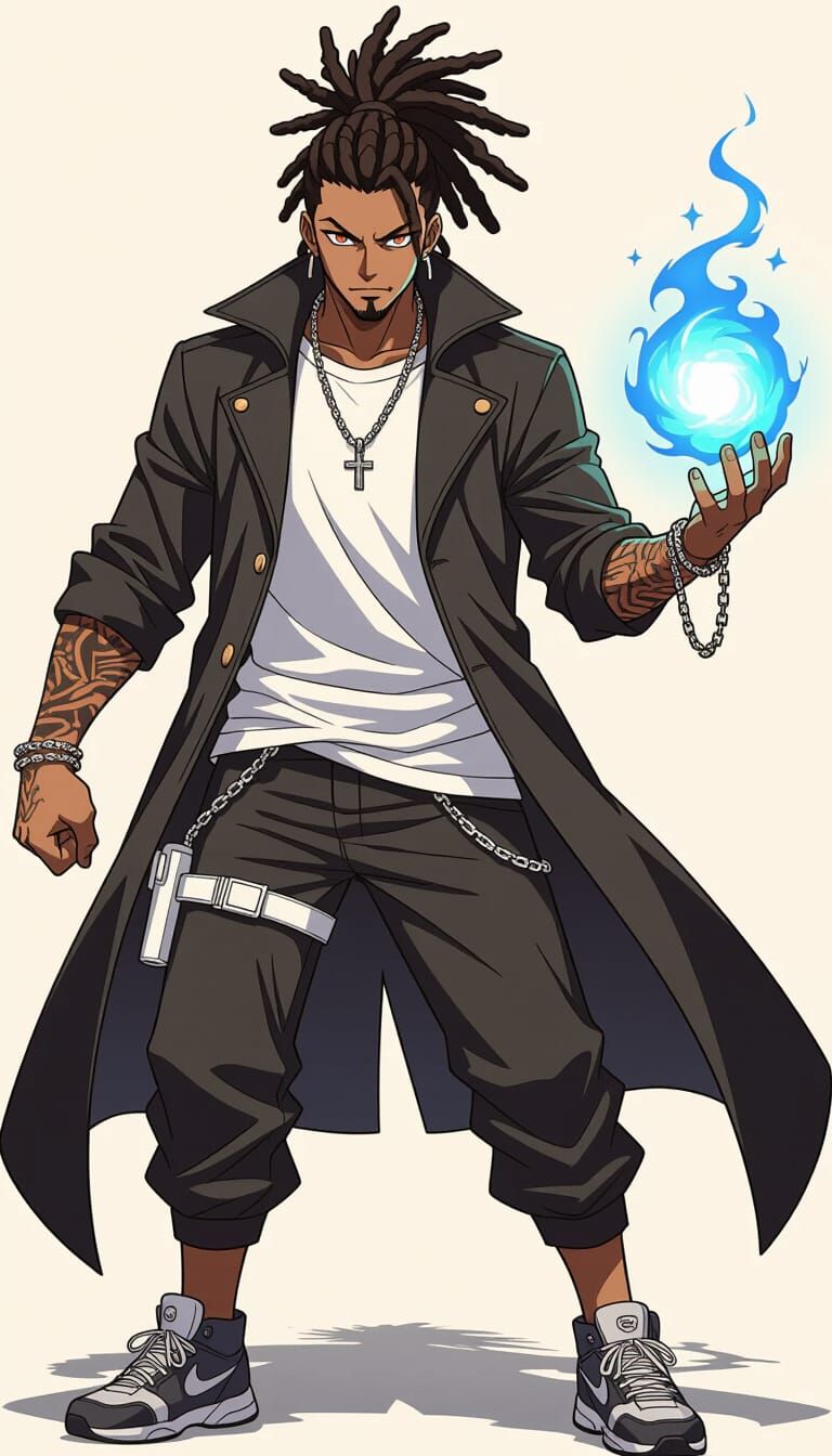 Fantasy Male Character Casting Magic, Manga Style