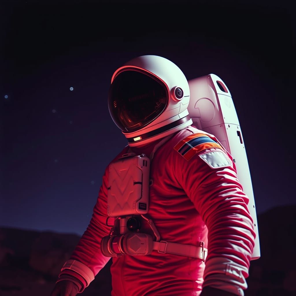 Glowing Astronaut in a Dynamic Cosmic Scene