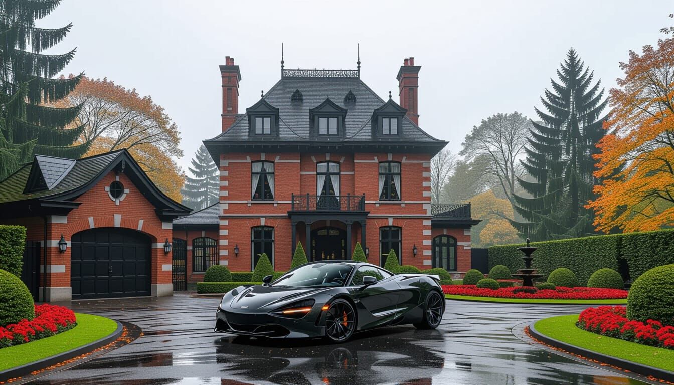 Victorian Chateau with McLaren in Misty Season