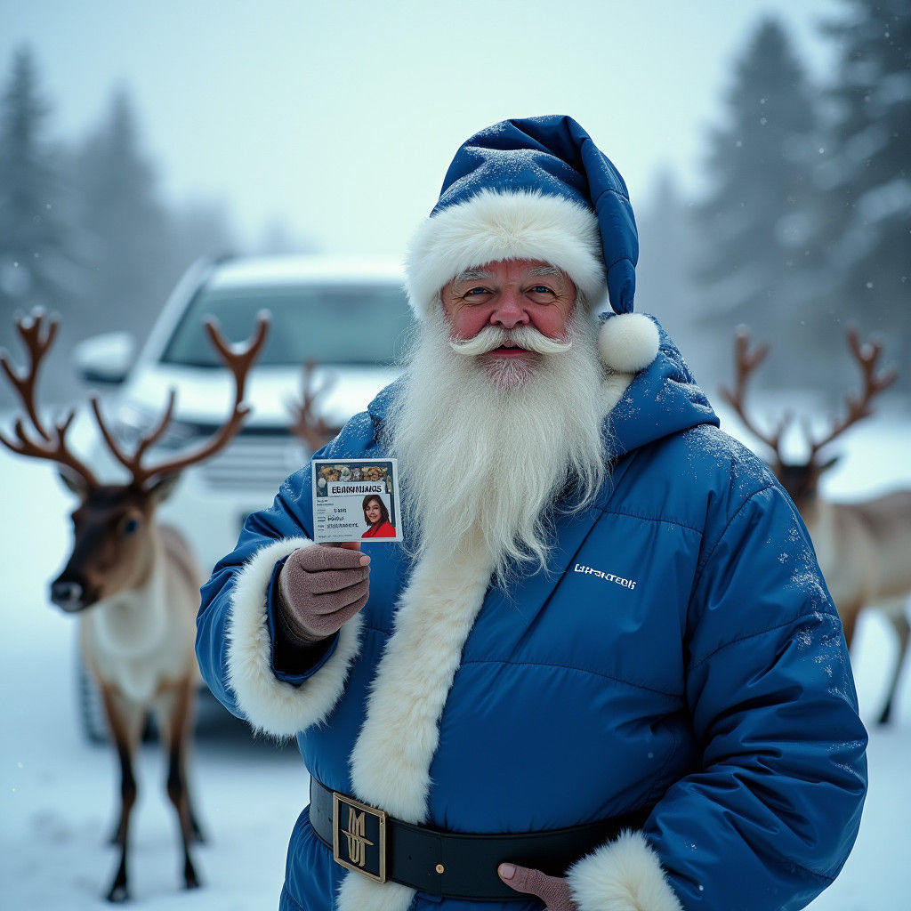 Ein cooler niedlicher Nikolaus in blauer Nikolaus Gewandt , ...