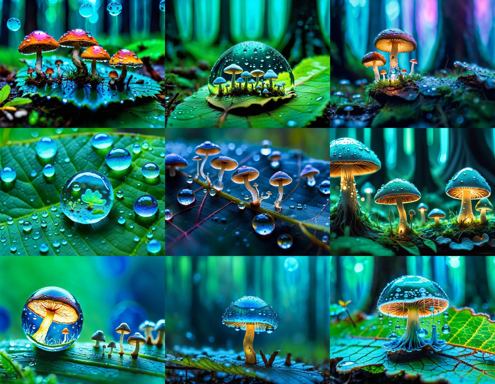 Bioluminescent Microcosm Inside a Raindrop