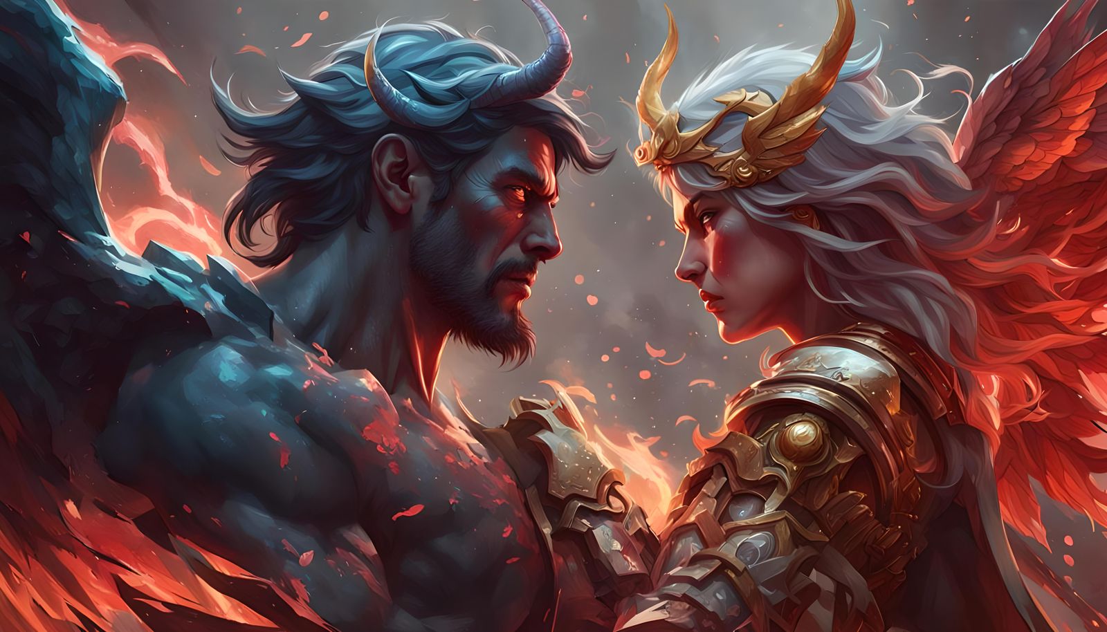 Angelic Demon Head-to-Head: Epic Concept Art