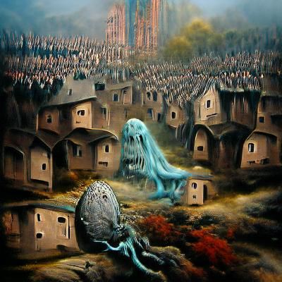 Horrific Melting Housing District in Surreal Style