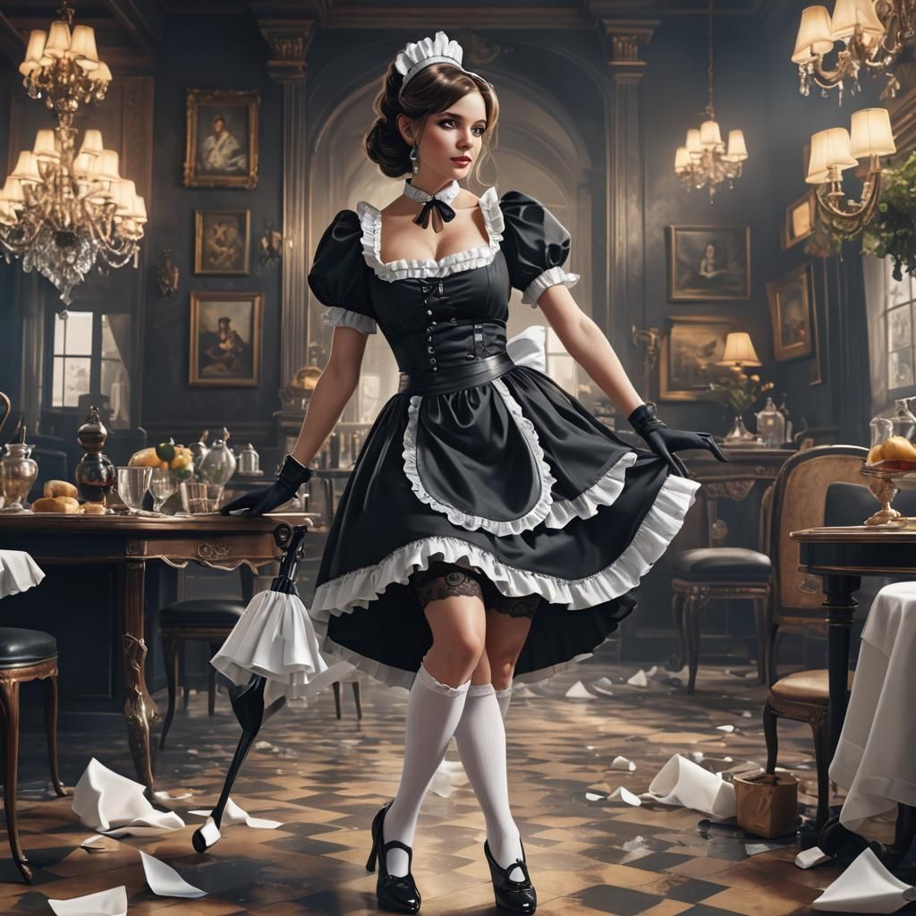 French Maid in Detailed Matte Painting