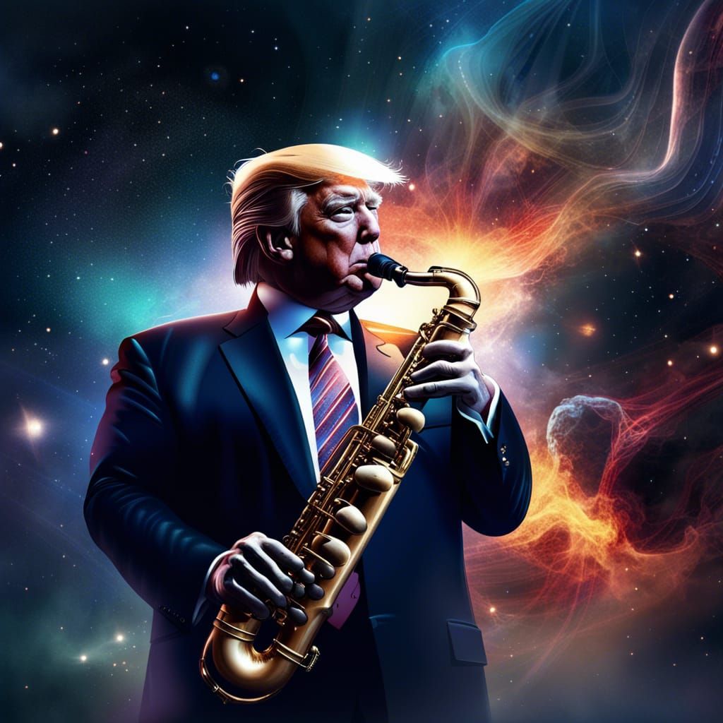 Donald Trump Plays Cosmic Saxophone in 8K