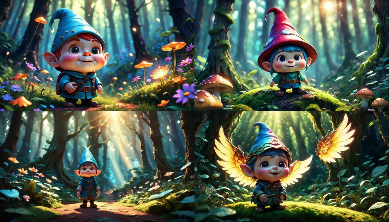Whimsical Gnome Child in Vibrant Digital Art