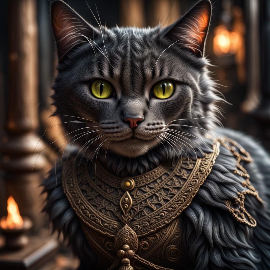 Hyperrealistic Witch Cat in Cinematic Lighting