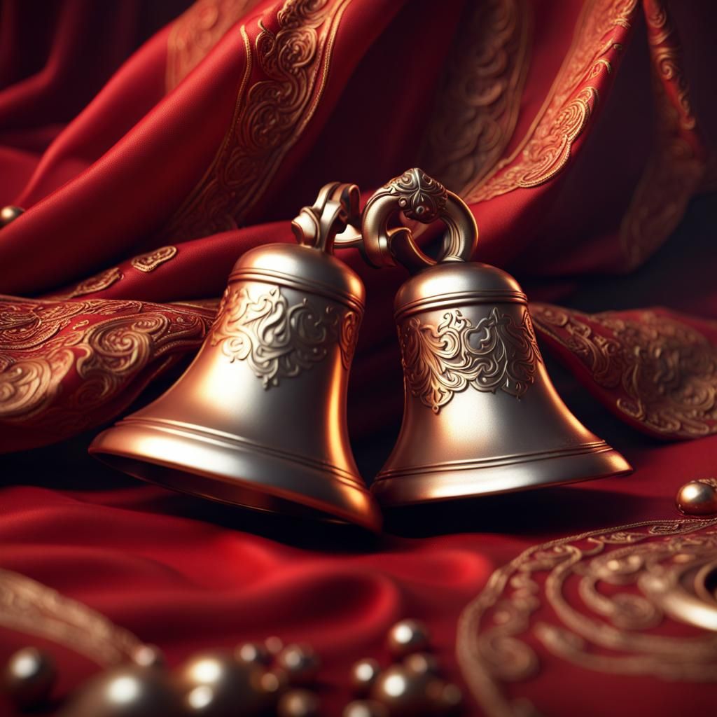 Bells on Red Silk Cloth: Detailed Matte Painting
