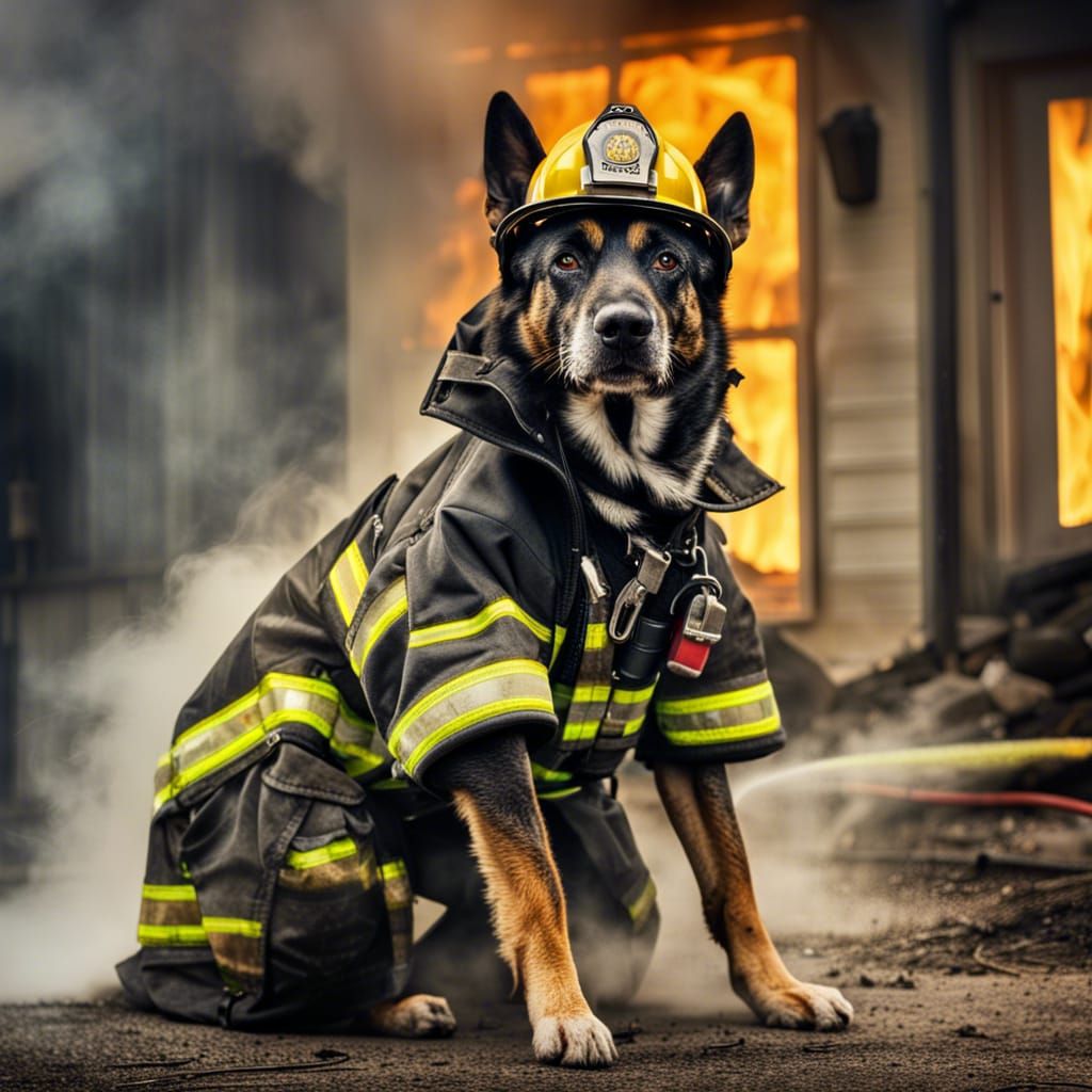 Heroic Firefighter Dog Extinguishes Burning House