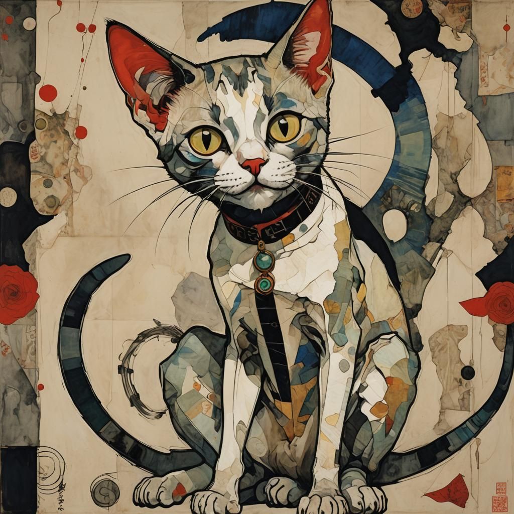 Biopunk Oriental Vampire Cat in Mixed Styles