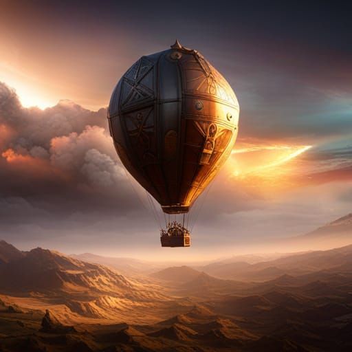 Steampunk Thief Escapes in a Hot Air Balloon