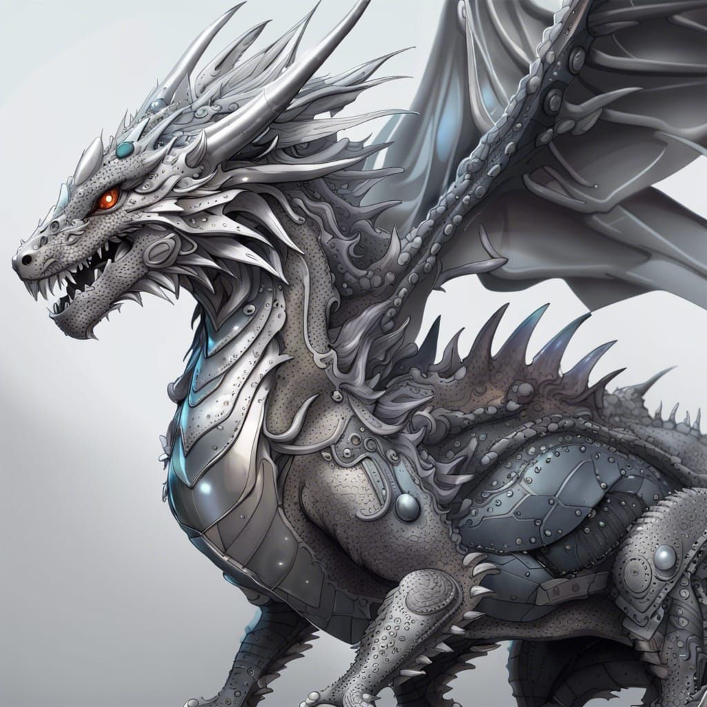 Futuristic Mechanical Dragon in Anime Style