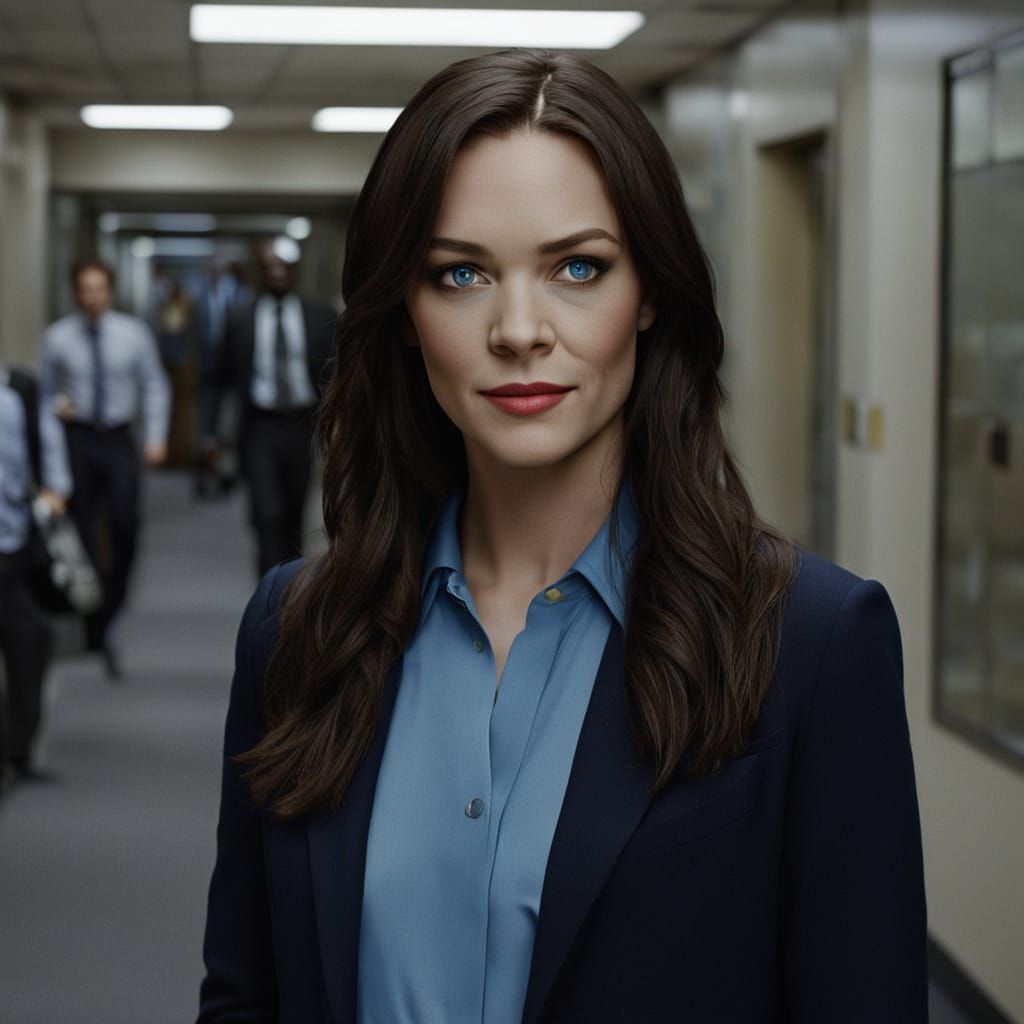 CEO Keira Wayne Turns to Lucius Fox in Elegant Lobby