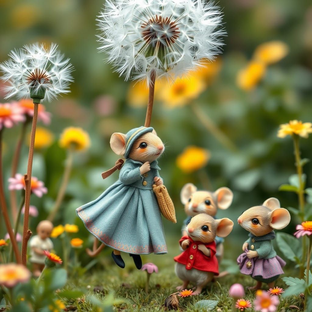 Whimsical Mouse Descends into London Garden with Mice Childr...