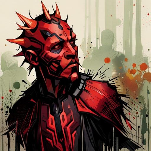 Detailed Darth Maul Digital Illustration
