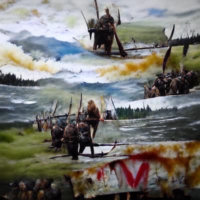 Viking Warriors in a Detailed Historical Painting