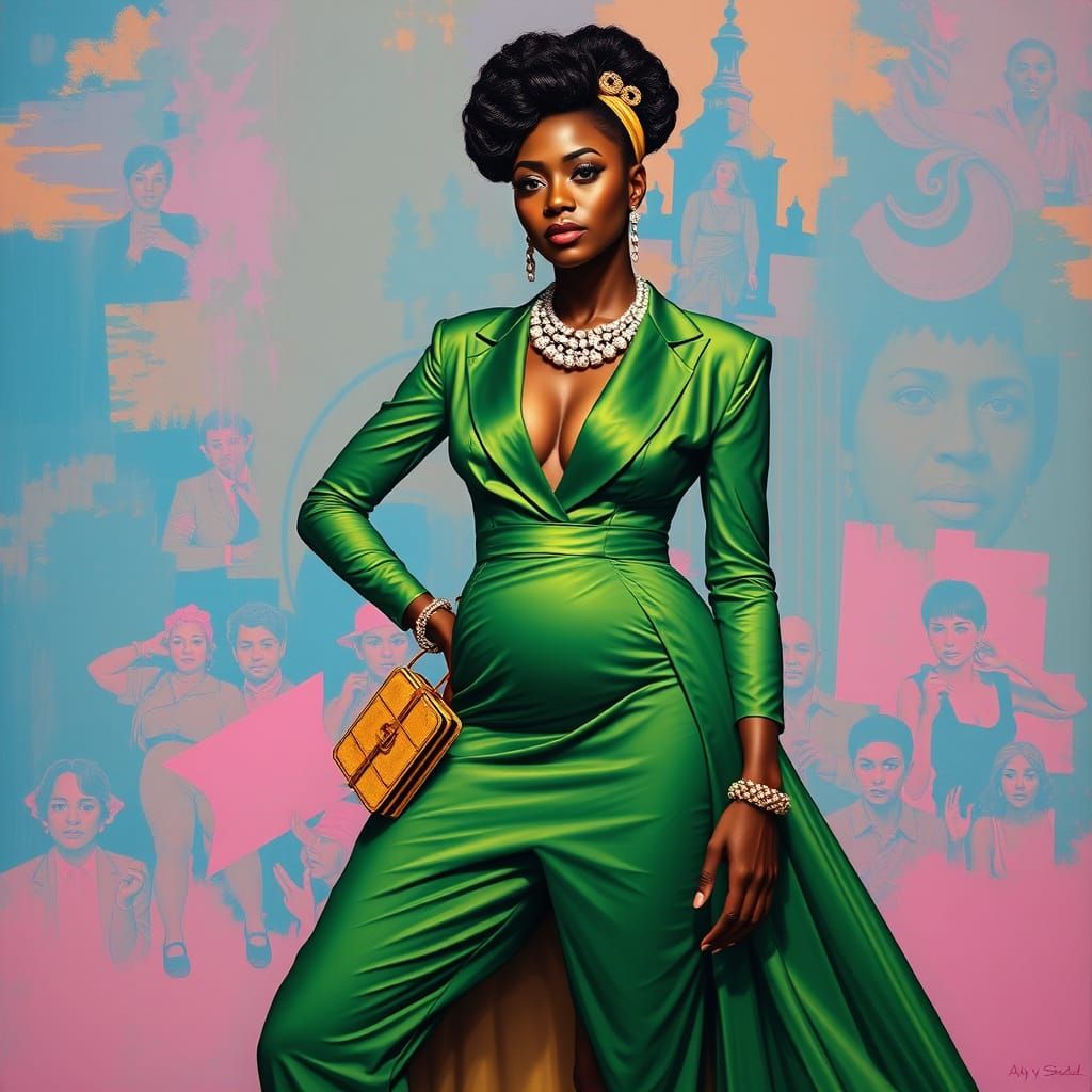 Phenomenal Woman Posing in Exaggerated Realism Style