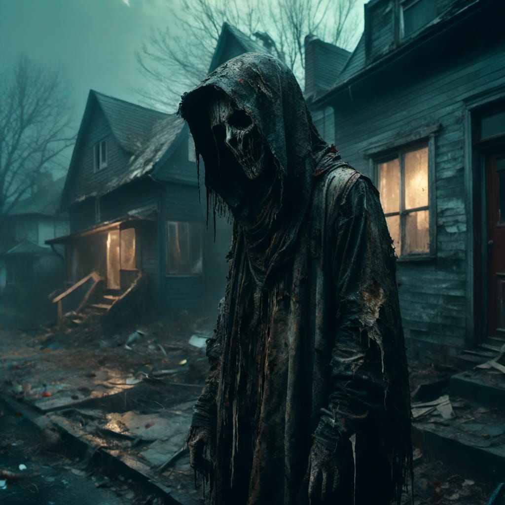 Cyberpunk Wizard Ghost Watches Suburban House