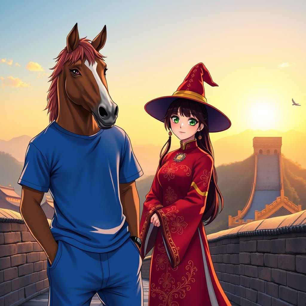 Mysterious Creature Meets Chinese Beauty in Anime Style