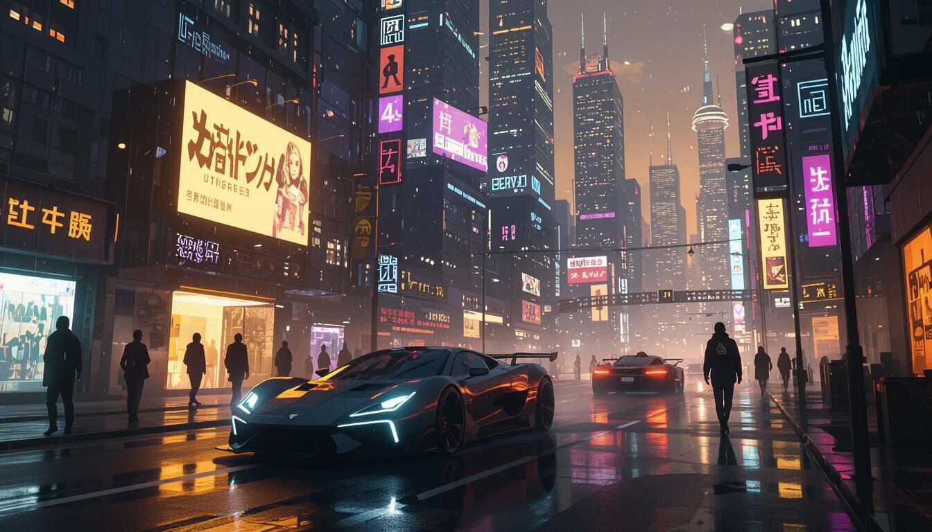 Cyberpunk Cityscape at Night in Unreal Engine 5